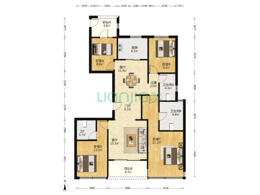 澄之华庭北区 4室2厅3卫 149平方