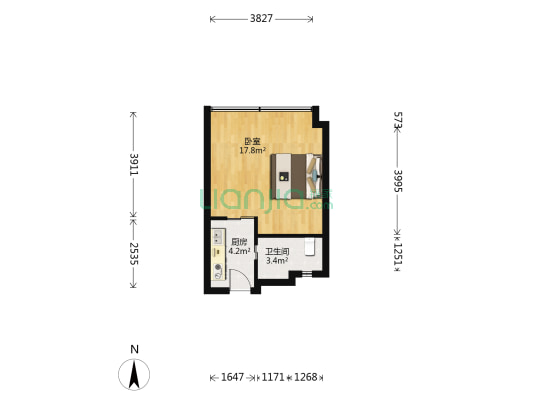 赞成君悦大厦 1室0厅1卫 43平方