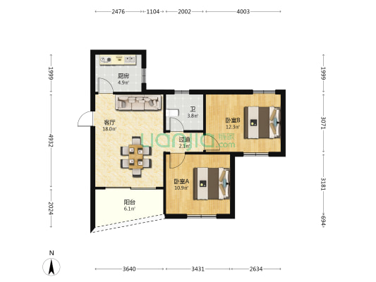 金星花园 2室1厅1卫 71平方