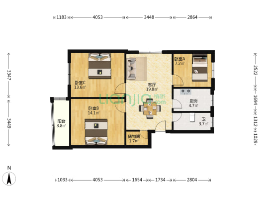 横河路87弄 3室1厅1卫 85平方