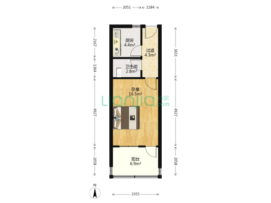 建国小经三路22号 1室0厅1卫 36平方