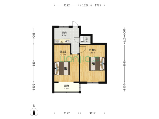 青山新村化工家舍 2室0厅1卫 48平方