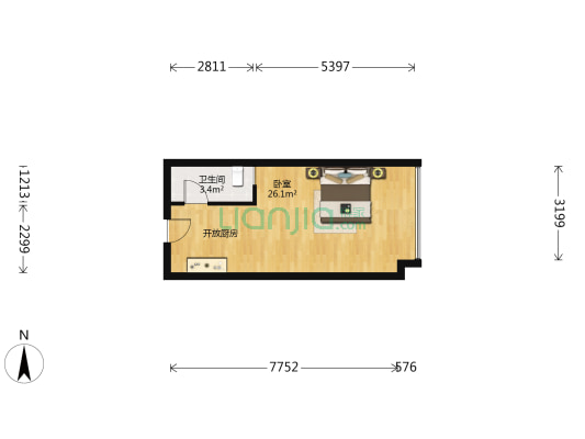 中纬大厦 1室0厅1卫 47平方