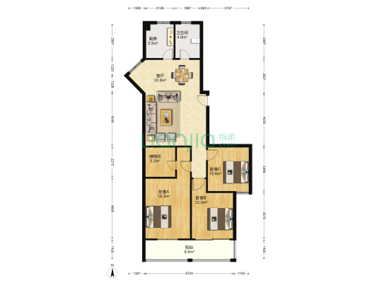 清二邵巷小区 3室1厅1卫 130平方