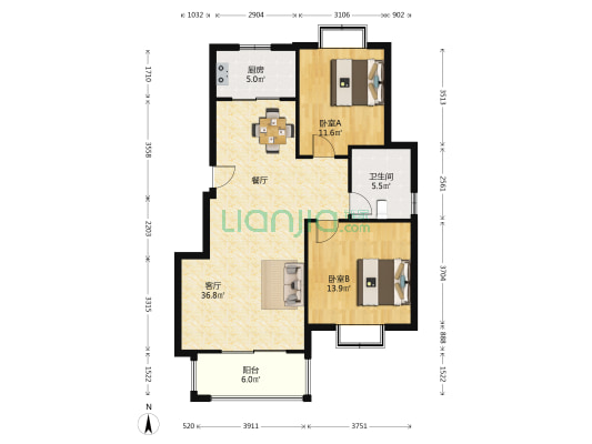 通和易居教师楼 2室1厅1卫 99平方