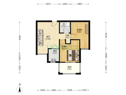 盈一佳苑 2室1厅1卫 63平方