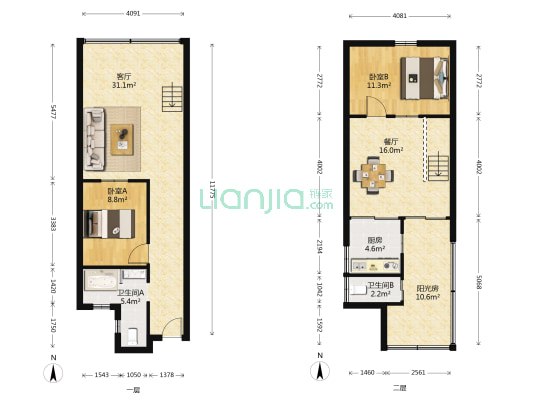 尚城花园 2室2厅2卫 136平方