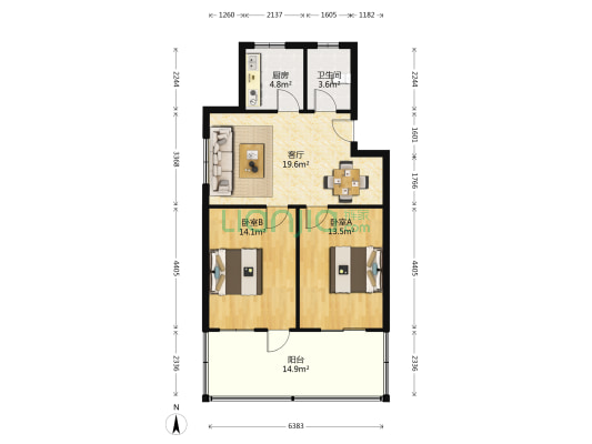 濮家东村 2室1厅1卫 72平方