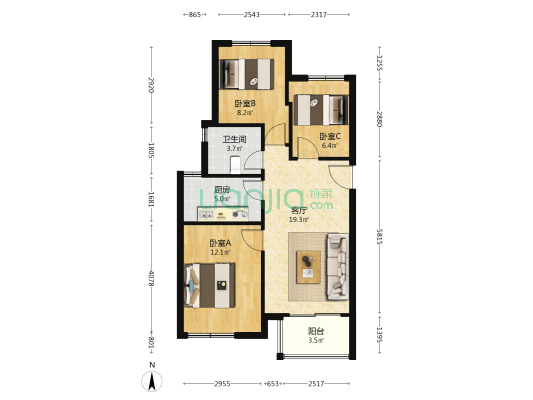 金地JIMU积木 3室1厅1卫 79平方