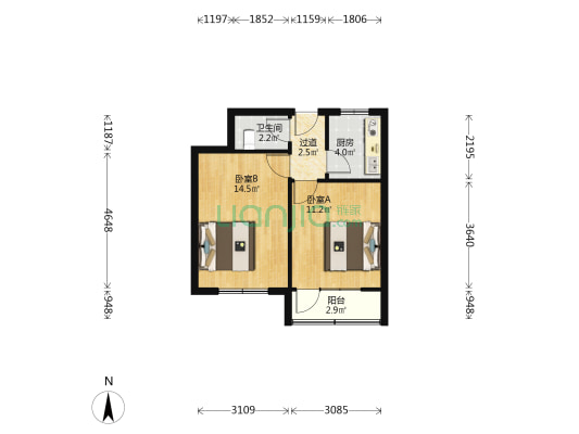 鞍山二路74小区 2室0厅1卫 48平方
