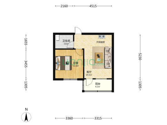 西园新村 1室1厅1卫 46平方