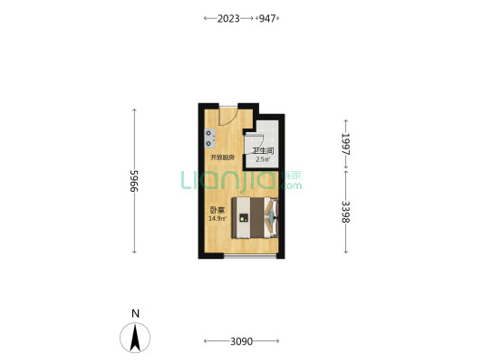 天鸿万象中心 1室0厅1卫 32平方