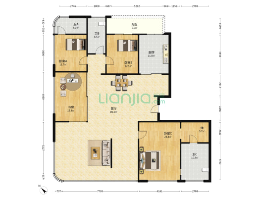 绿城·凤起麓鸣 4室1厅3卫 256平方