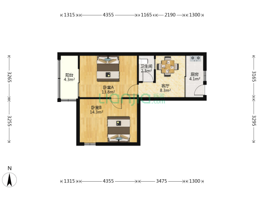 红星路112号 2室1厅1卫 61平方