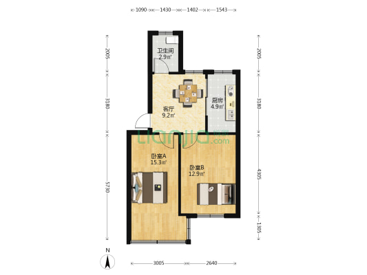 西河路11号 2室1厅1卫 56平方