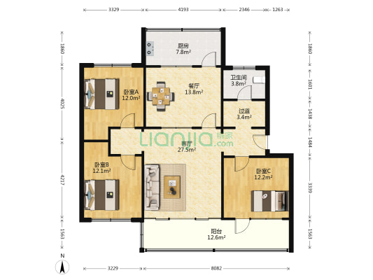 奎文建设局宿舍 3室2厅1卫 123平方