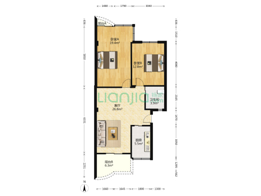 祥和社区 2室1厅1卫 87平方