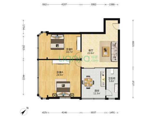 聚龙公寓 2室1厅1卫 97平方