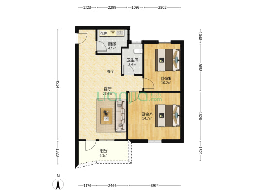 光大花园金翠苑 2室1厅1卫 75平方