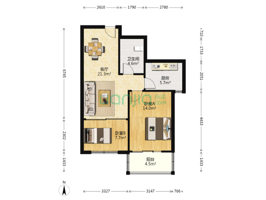 良辰美景南区 2室1厅1卫 81平方