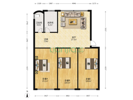 水南街409号 3室1厅2卫 123平方