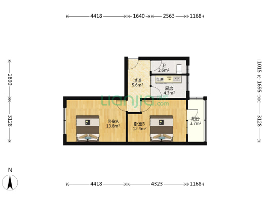 兰水小区（河湾堡东街楼） 2室0厅1卫 56平方