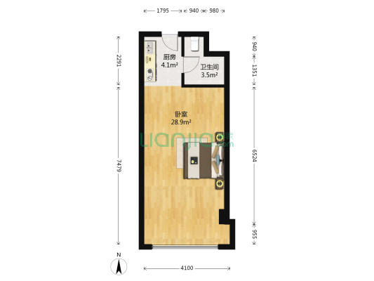 新锐公馆 1室0厅1卫 50平方