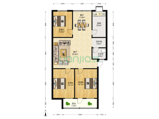 地税局家属楼 3室2厅2卫 128平方