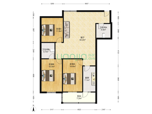 宏园里 3室1厅2卫 125平方
