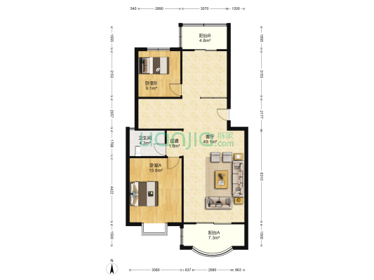 利华家园 2室1厅1卫 106平方