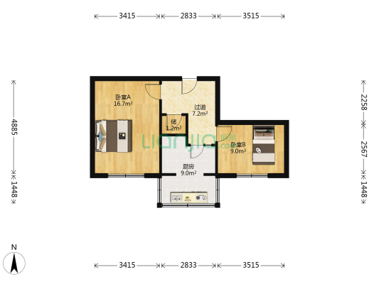 电建二小区 2室0厅0卫 53平方