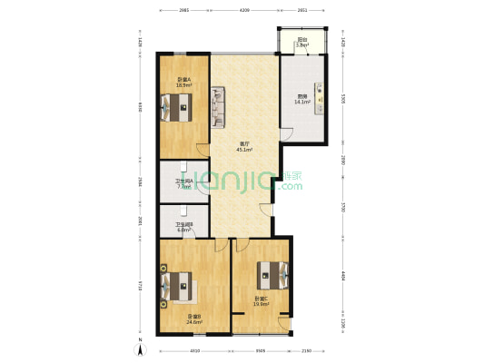民政综合楼 3室1厅2卫 187平方