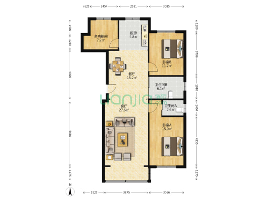中凯西苑 3室2厅2卫 123平方