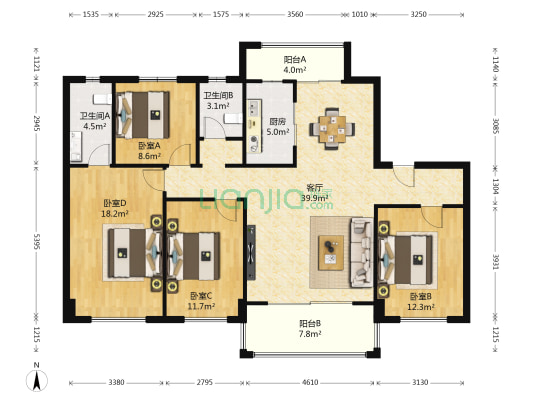 碧桂园凤凰城·天悦 4室1厅2卫 143平方