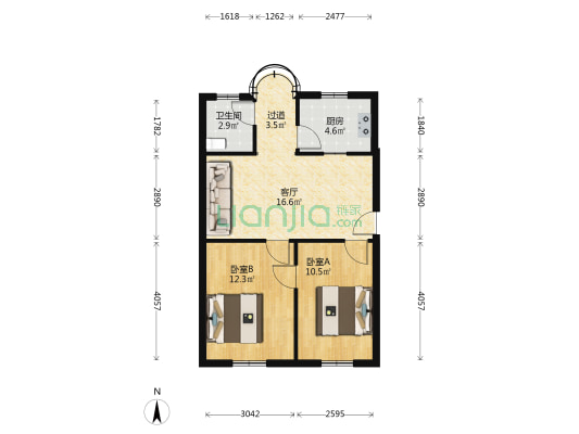 南山小区 2室1厅1卫 95平方