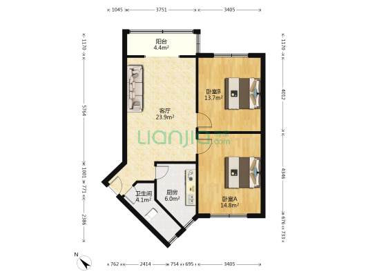 游龙小区 2室1厅1卫 76平方