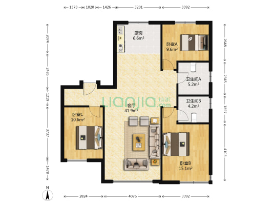 保利溪湖林语七期 3室1厅2卫 112平方
