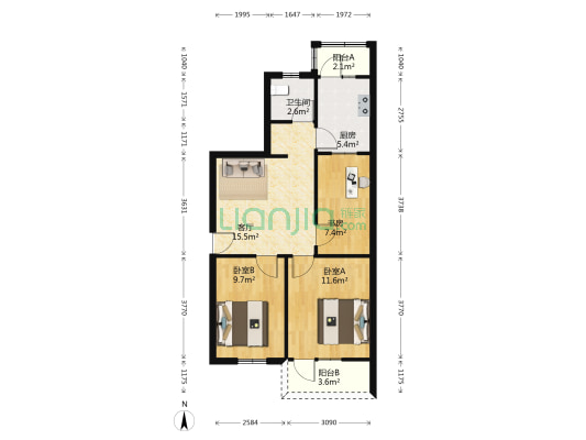 合裕路1545号 3室1厅1卫 71平方