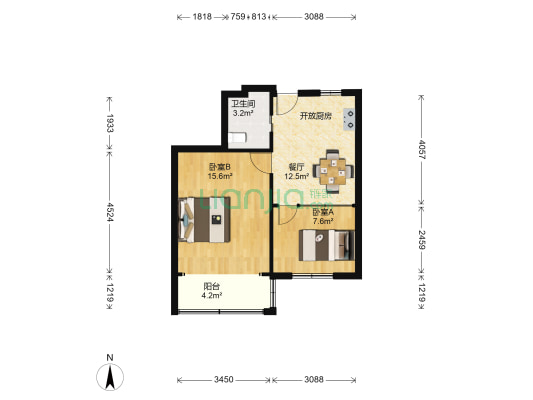 巨西小区 2室1厅1卫 54平方