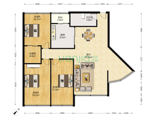 西城家园二期 3室1厅1卫 157平方