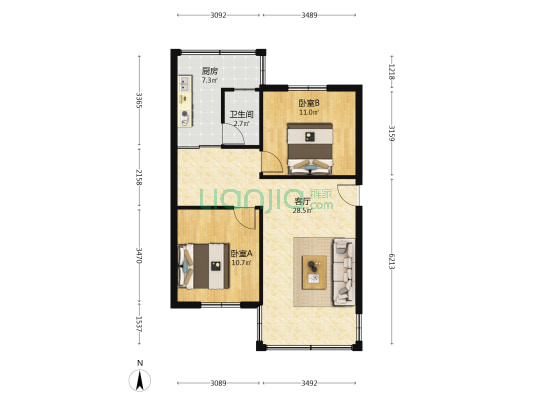 外运大院 2室1厅1卫 68平方