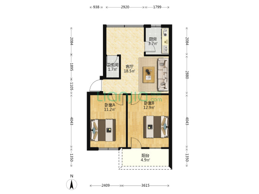 广东路83号 2室1厅1卫 56平方