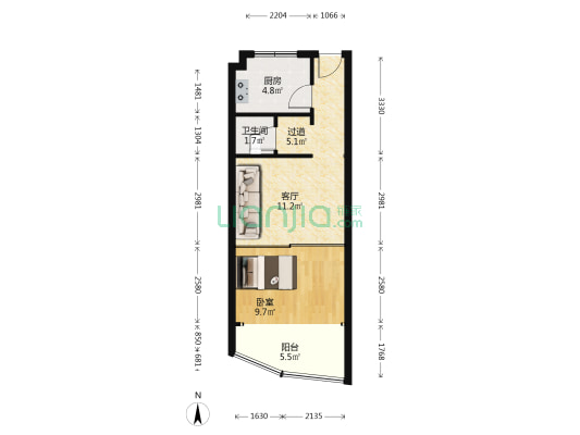 一品居 1室1厅1卫 48平方