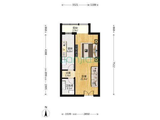 天合家园 1室0厅1卫 50平方
