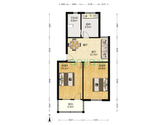 港中新村一区 2室1厅1卫 75平方
