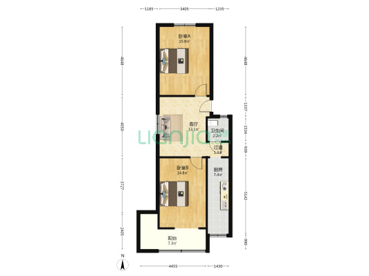 汉西花园 2室1厅1卫 76平方
