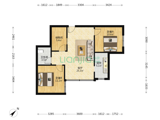 红黄路397号 2室1厅1卫 79平方