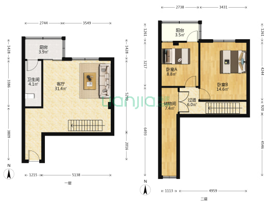 黄电新村 2室1厅1卫 90平方
