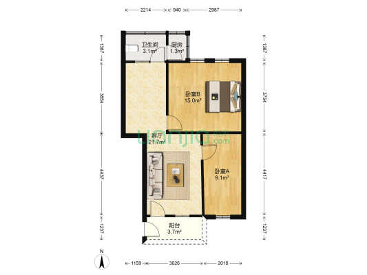 秀全大道 2室1厅1卫 59平方
