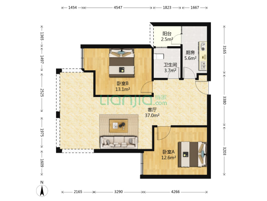 汇乐雅新郡 2室1厅1卫 82平方